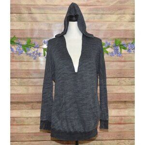 Project Social T Ladies Dark Gray Oversized Hoodie Sweatshirt Size S V-Neck
